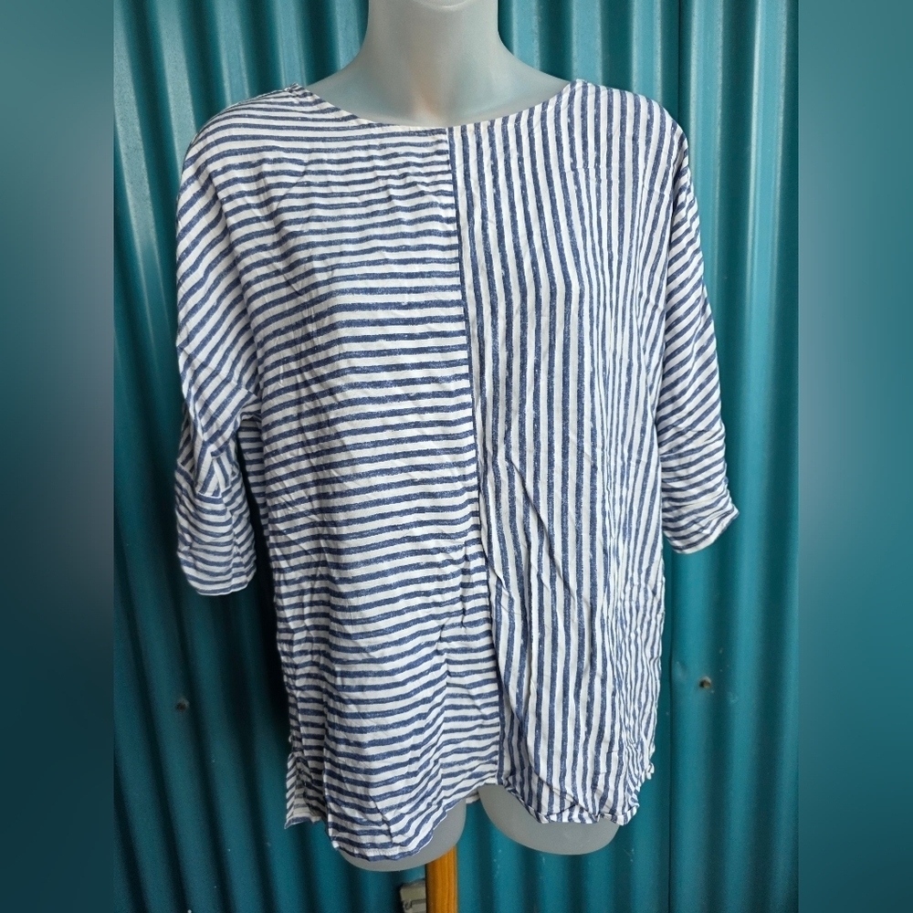 Striped Blue and White Women's Blouse